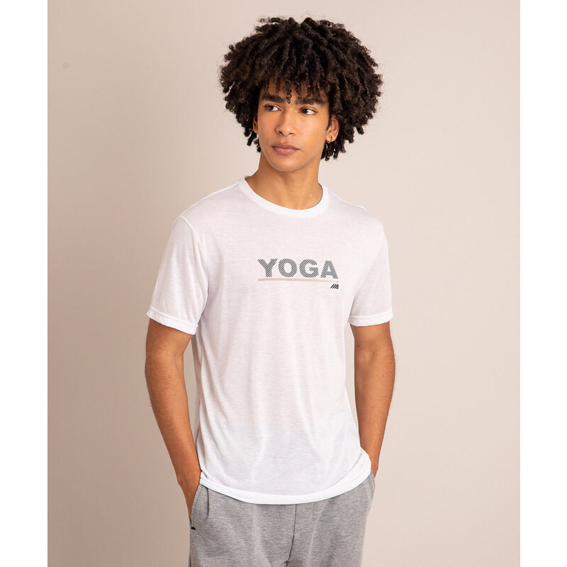 C&A Camiseta Manga Curta Gola Careca Yoga Esportiva Ace Off White 