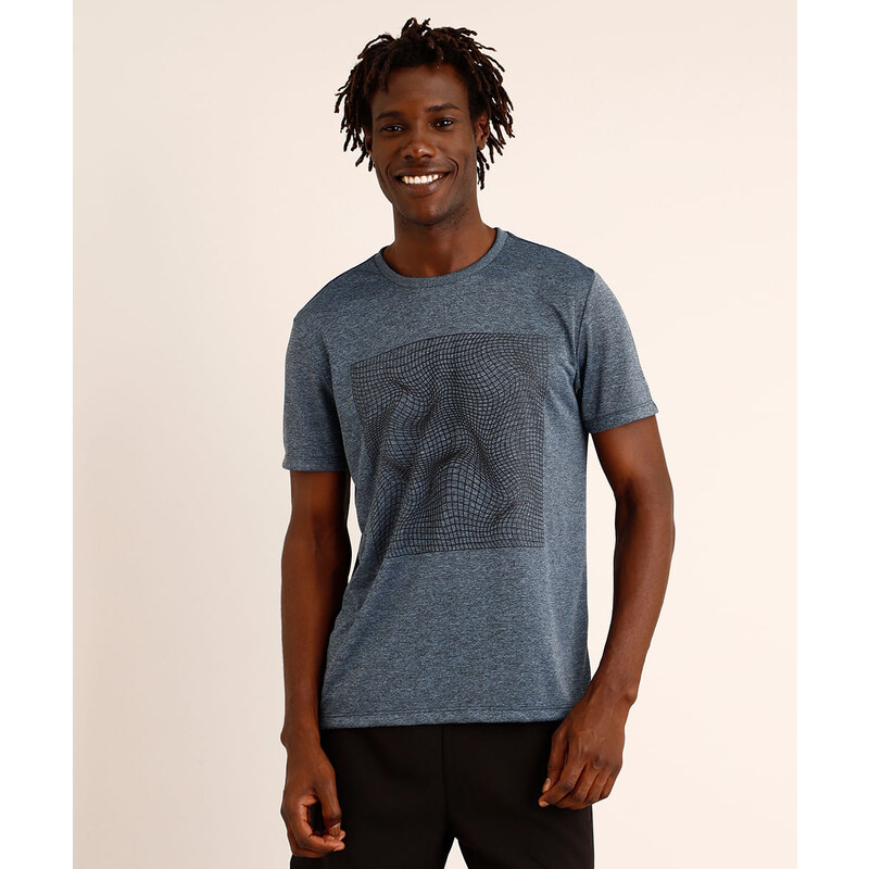 Camiseta Esportiva com Estampa de Listras e Detalhes Refletivos Preto