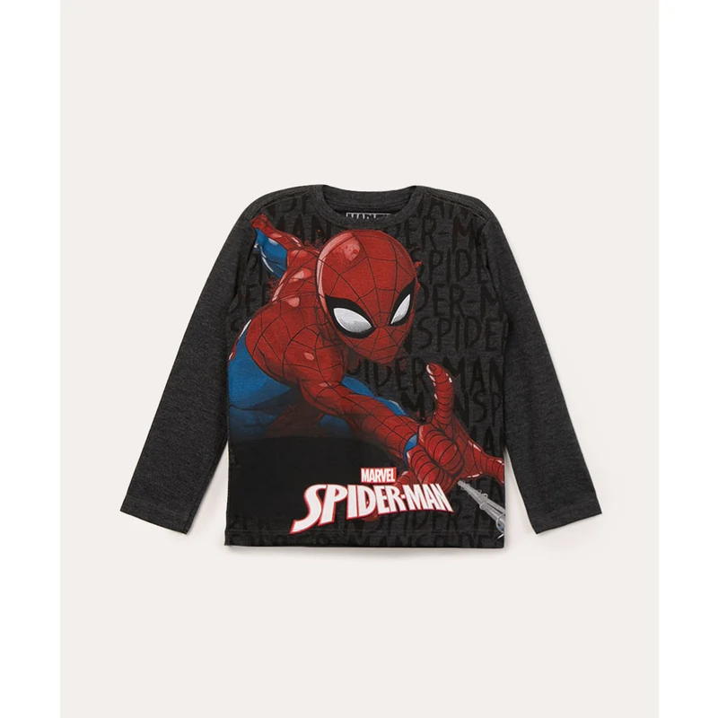 camiseta infantil manga curta homem aranha preta - C&A