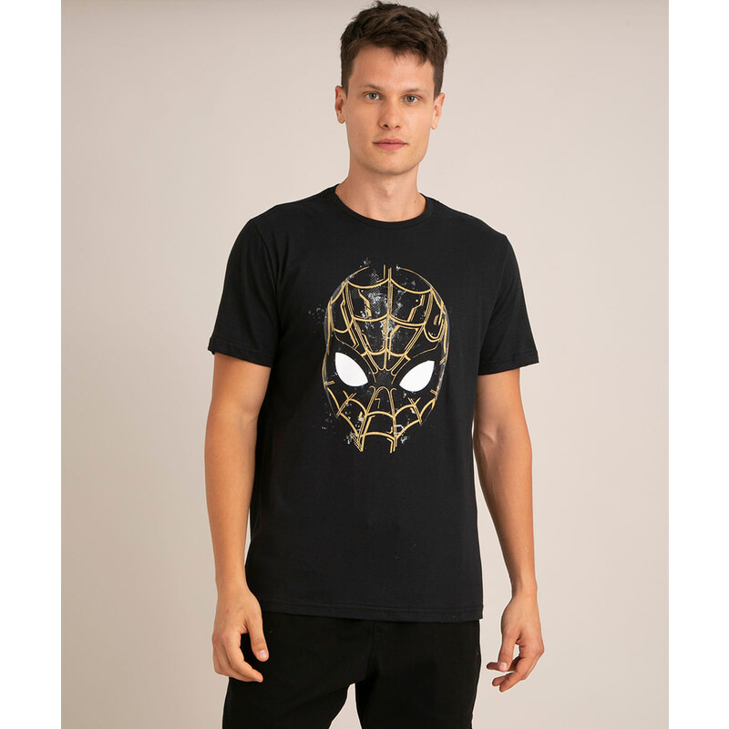 camiseta infantil manga curta homem aranha preta - C&A