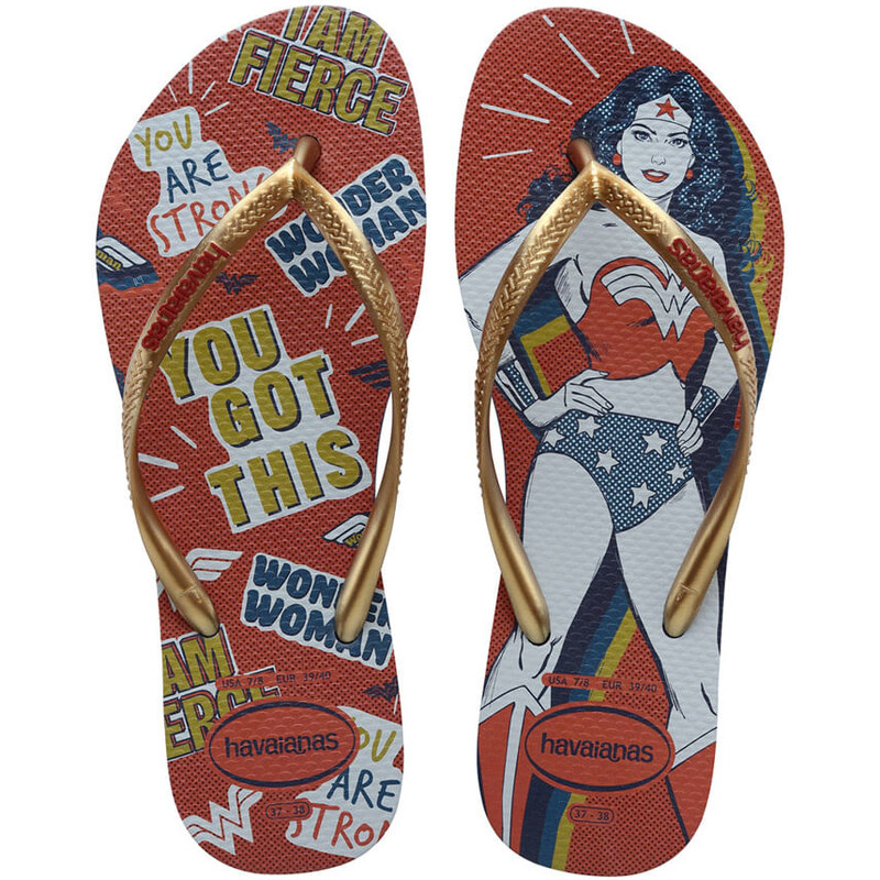 C A chinelo feminino estampado mulher maravilha hero nas slim havaianas azul marinho