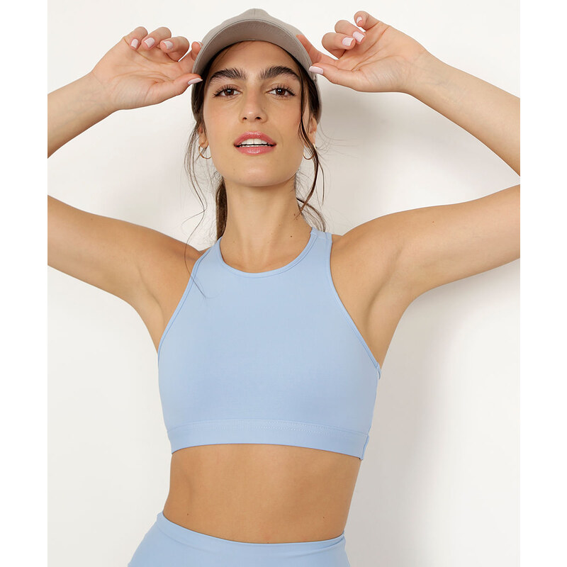 C&A Top Halter Neck Decote Nadador Sem Bojo com Proteção UV Mindset Sport  Azul Claro