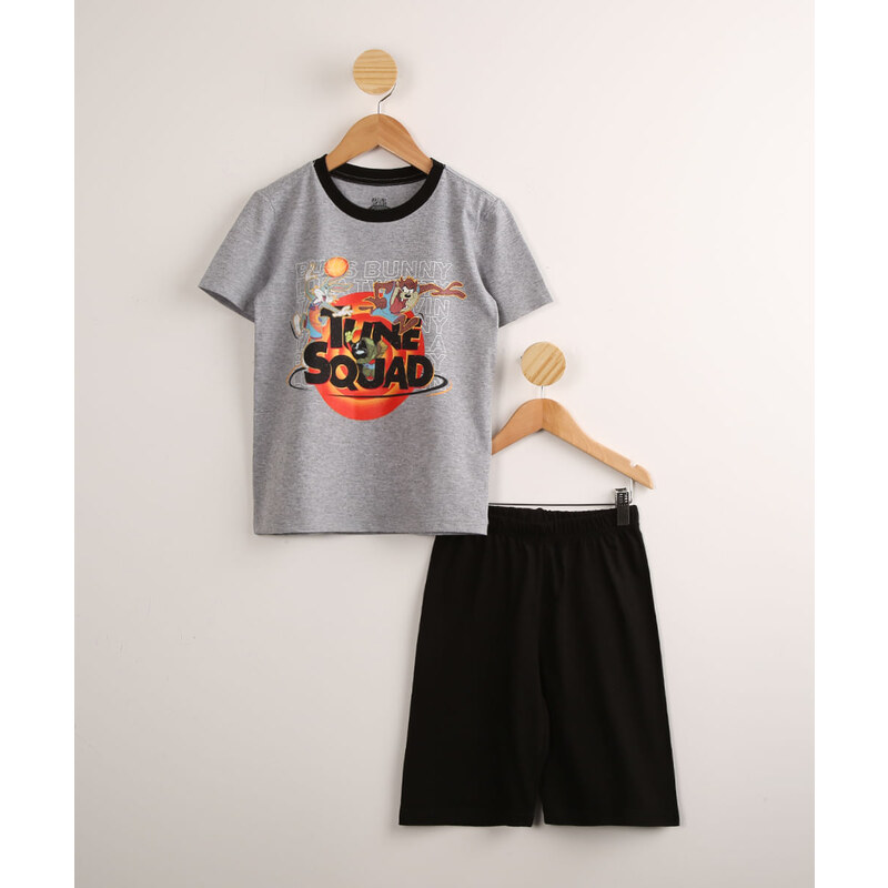 Camiseta Infantil Marvel Manga Curta Pantera Negra Mescla Cinza