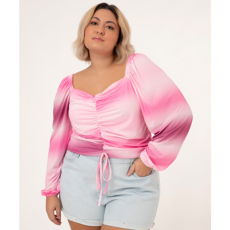 BLUSA ACETINADA DRAPEADA - Rosa-claro