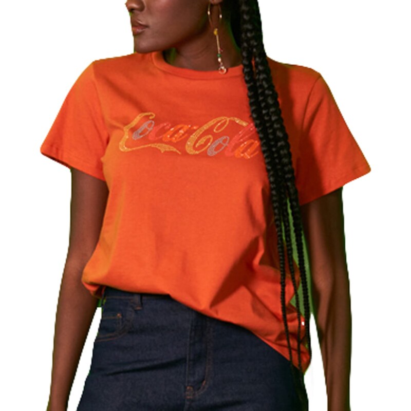 Camiseta Coca Cola Comfort Laranja Feminino 