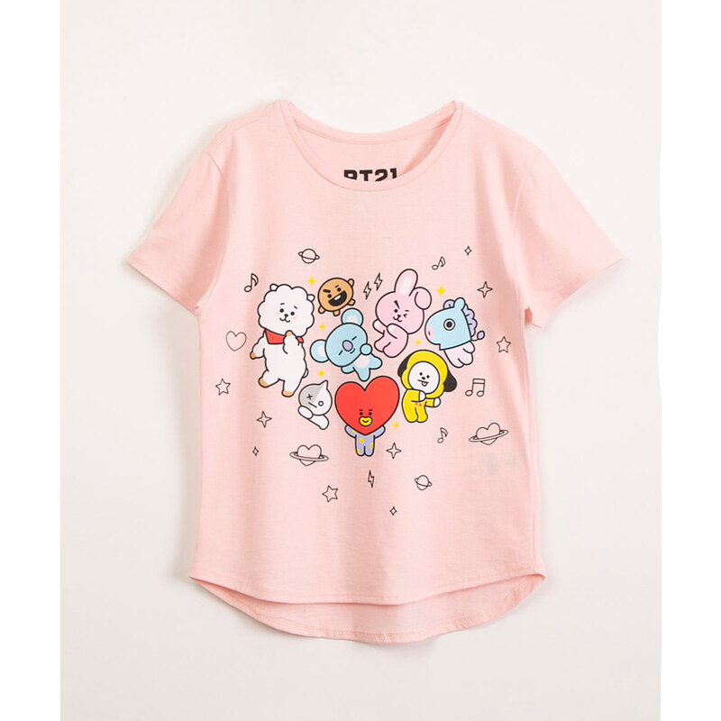 C A camiseta juvenil de algodao bt21 rosa claro GLAMI .br