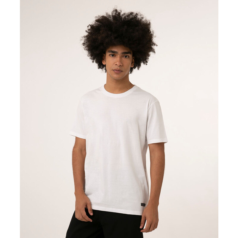 camiseta oversized de algodão manga curta bege claro