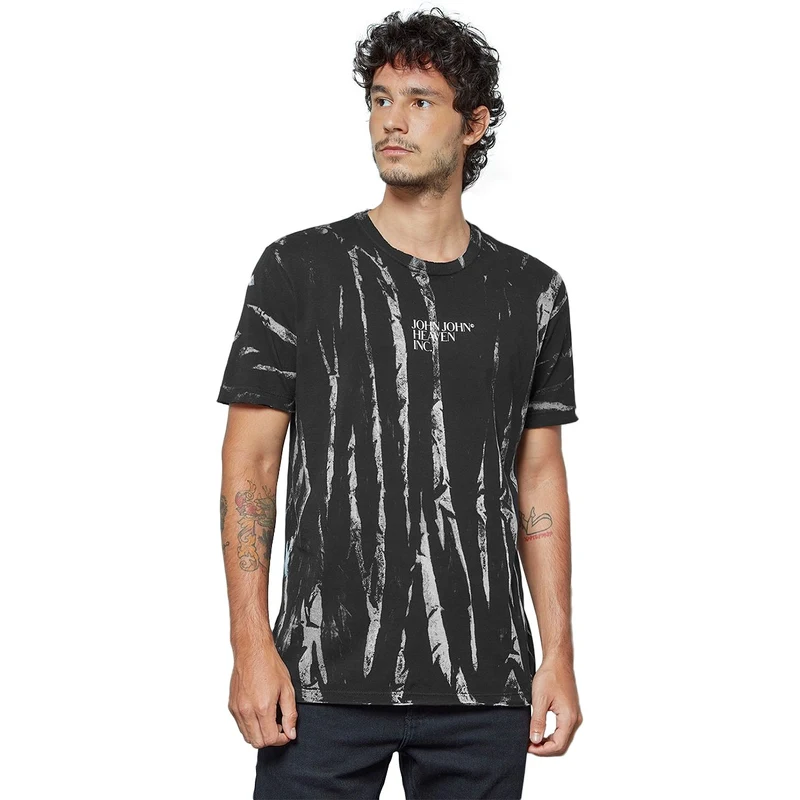 Camiseta John John Masculina Regular Washed Heaven Inc Preta