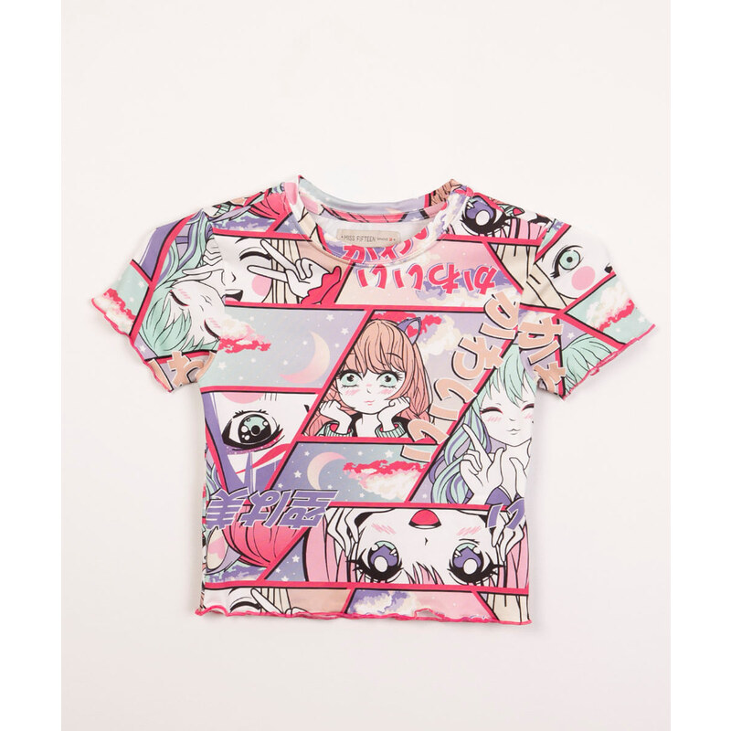 C&A blusa juvenil manga curta mangá multicor 