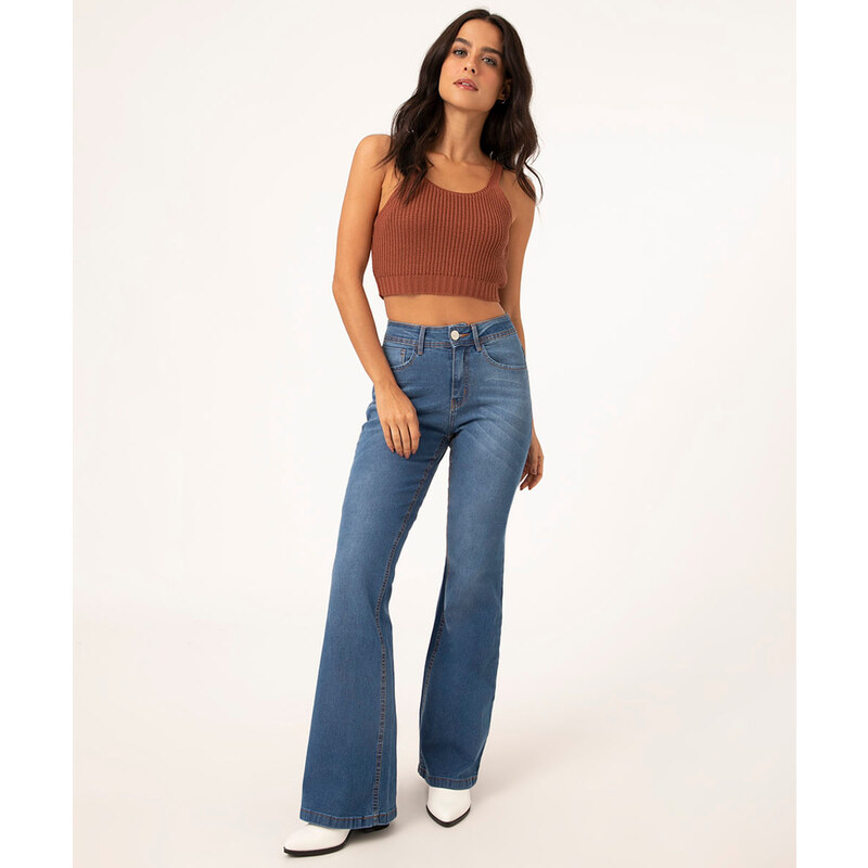 C&A calça jeans flare cintura alta jeans