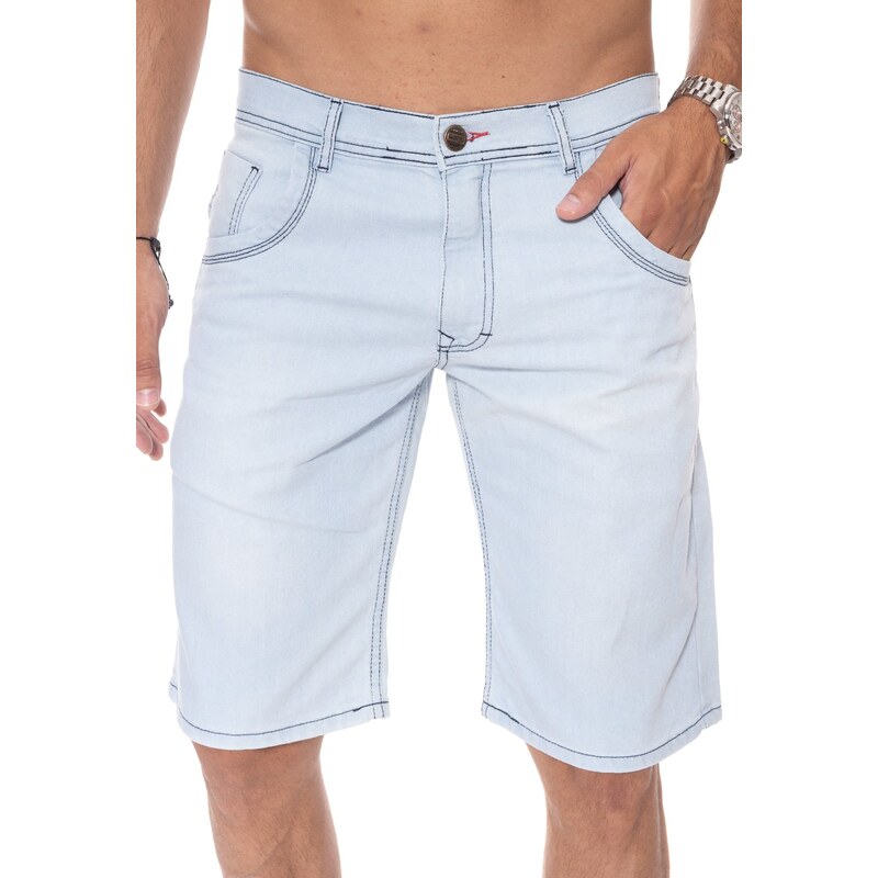 Shorts Jeans Curto Feminino Premium Délavé Destroyed - - Azul