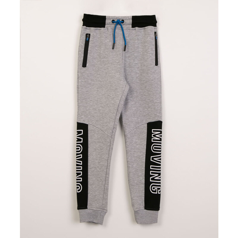 C&A calça infantil jogger de moletom com recorte cinza mescla claro