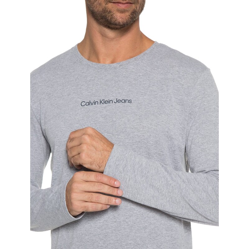Camiseta Calvin Klein Manga Longa Flamê Masculina - Preto