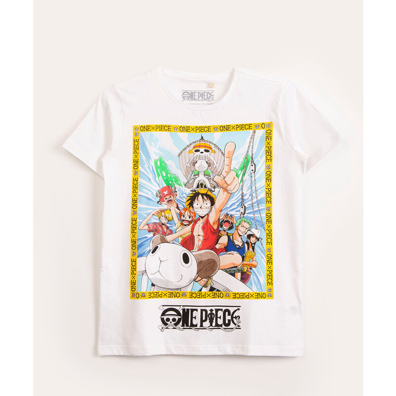 C&A camiseta infantil de algodão luffy one piece manga curta preta 