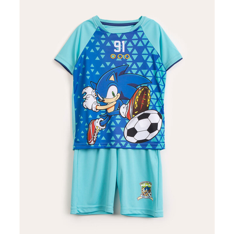 Conjunto Camiseta e Bermuda Sonic 3D