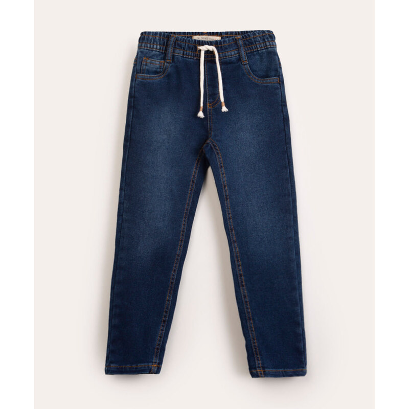 C&A calça infantil jeans cós elástico azul escuro