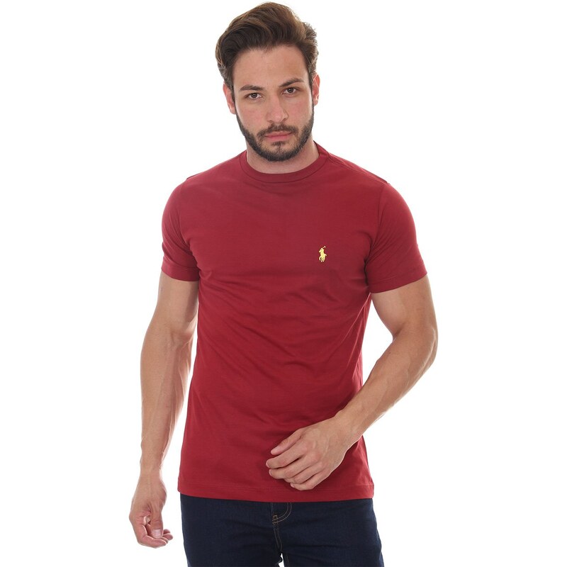 Camiseta Ralph Lauren Masculina Custom Slim Fit Red Icon Branca
