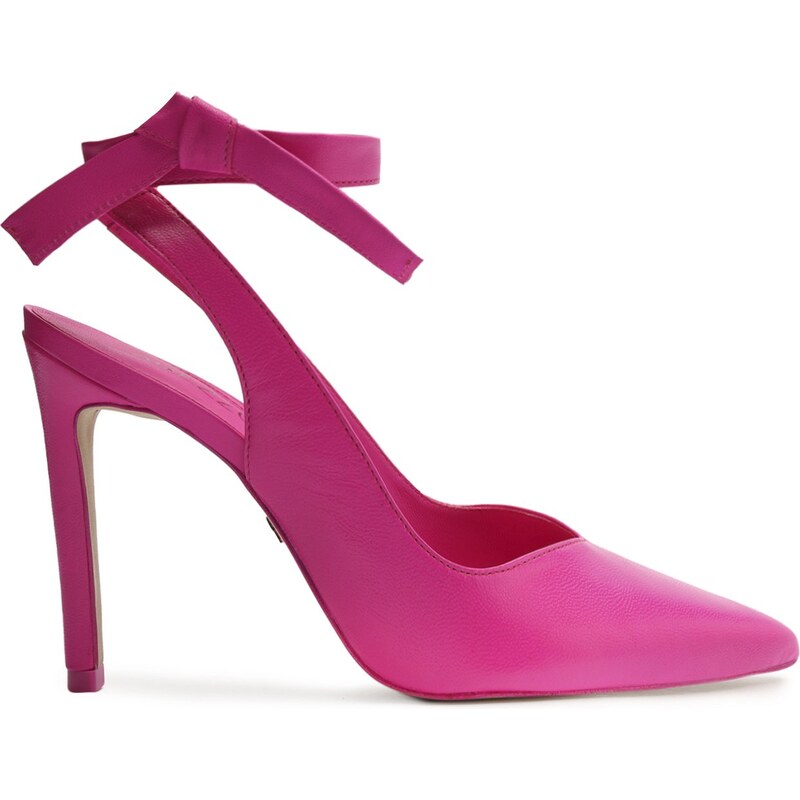 Scarpin Rosa Couro Salto Fino Lace Up Arezzo GLAMI .br