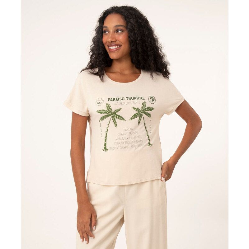 C&A camiseta mullet paraíso tropical areia
