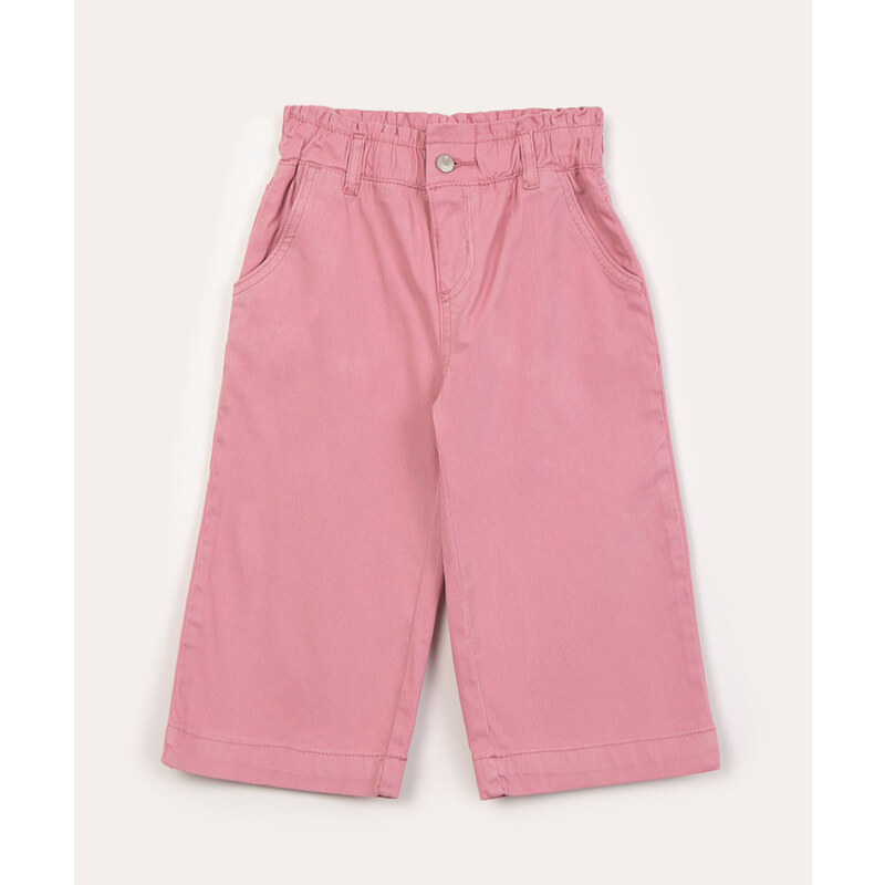 C&A calça infantil wide leg de veludo cotelê rosê