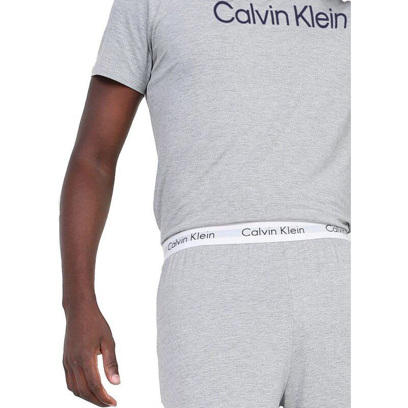 Pijama Calvin Klein Masculino Short Curto Viscolight Cinza Mescla