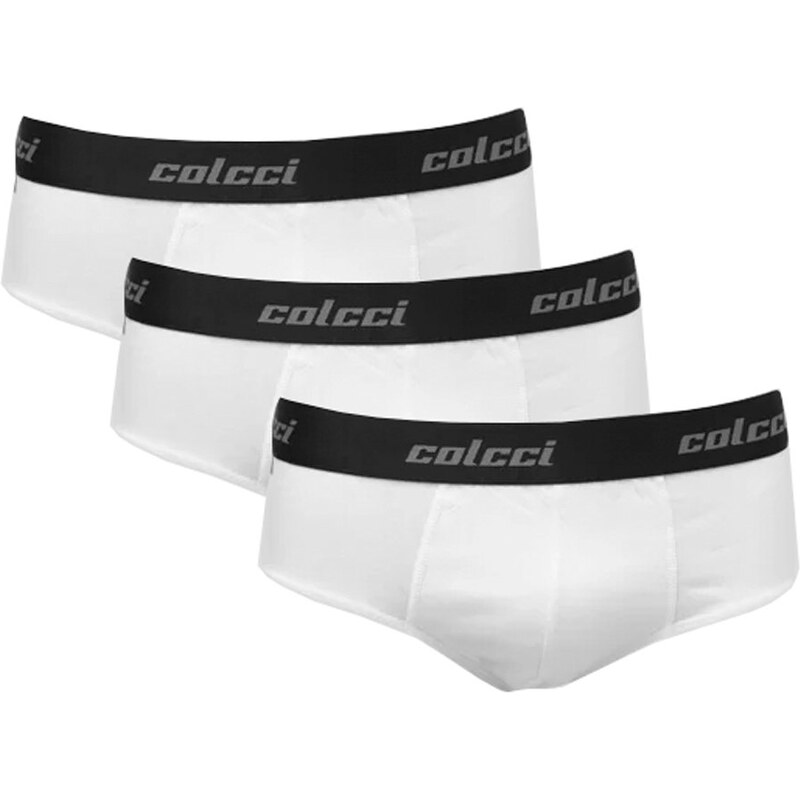 Cuecas Colcci Slip Cotton Gray Logo Branca Pack 3UN