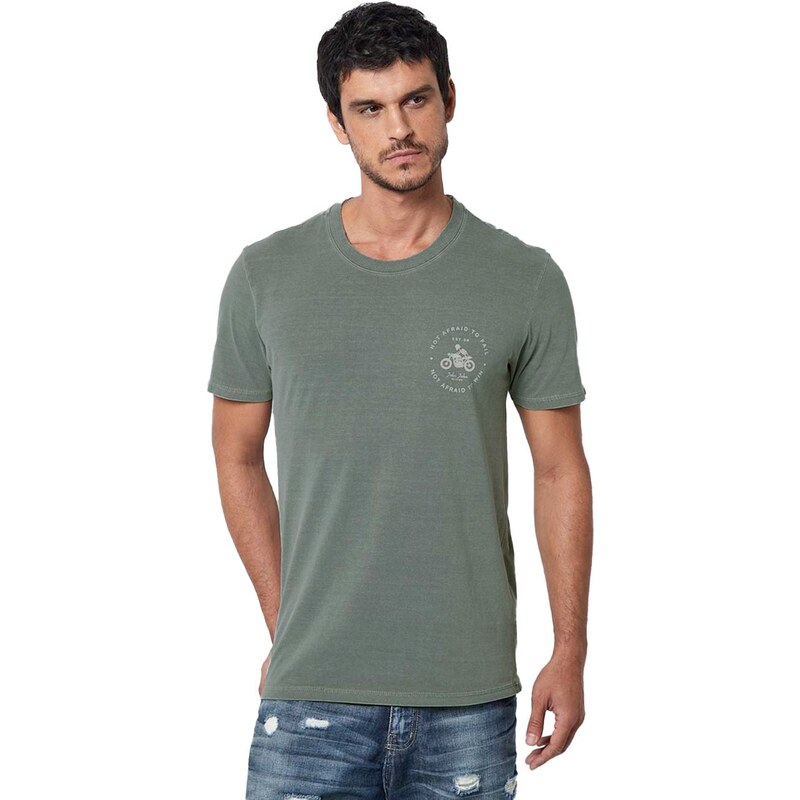 Camiseta John John Masculina Regular Not Afraid Stoned Cinza Escuro 