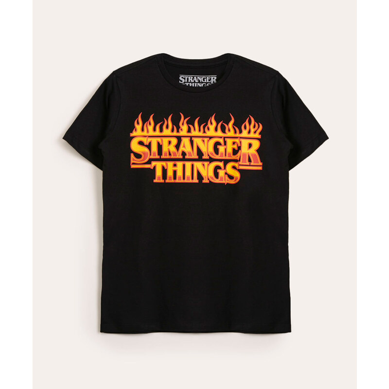 T-shirt estampada em algodão - Rosa claro/Stranger Things - CRIANÇA