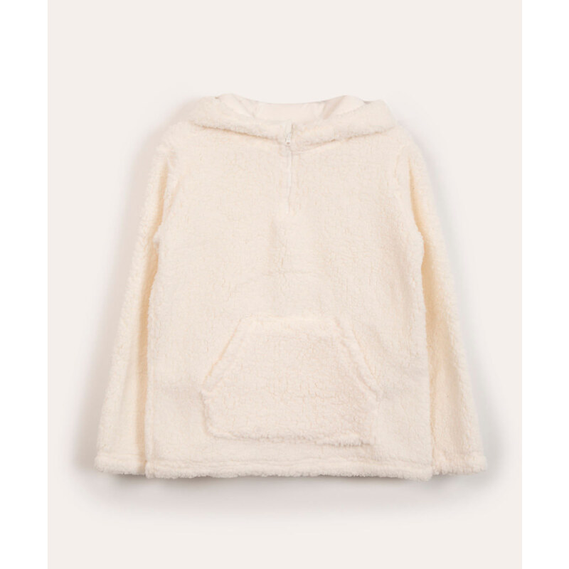 C&A blusão infantil de sherpa com capuz bolso canguru off white