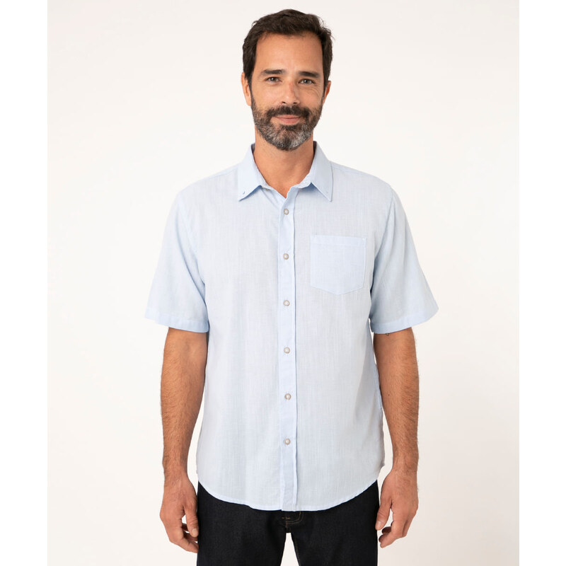 C&A camisa manga curta comfort com bolso azul