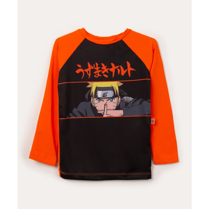 Camiseta juvenil anime clássico preta, Naruto