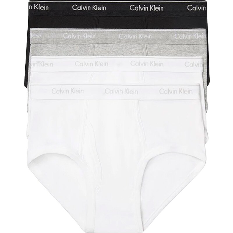 Cuecas Calvin Klein Underwear Brief Cotton Rib Branca/Preta/Mescla Pack 4UN
