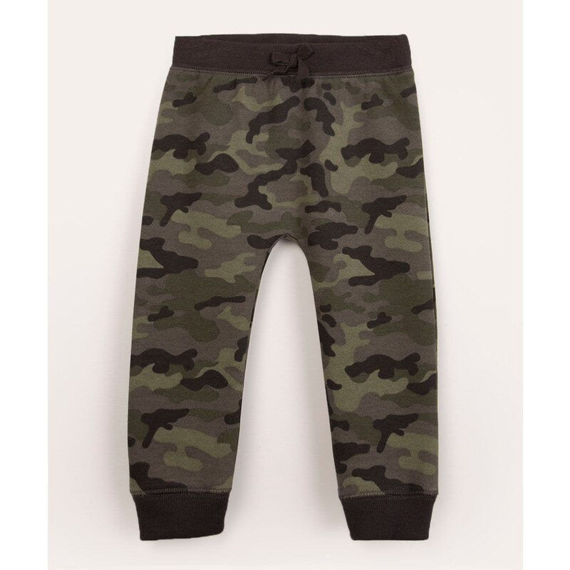 C&A calça infantil de moletom camuflado verde militar