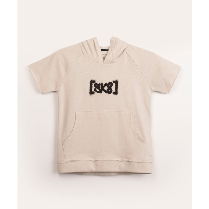 C&A camiseta infantil de moletinho com capuz bege