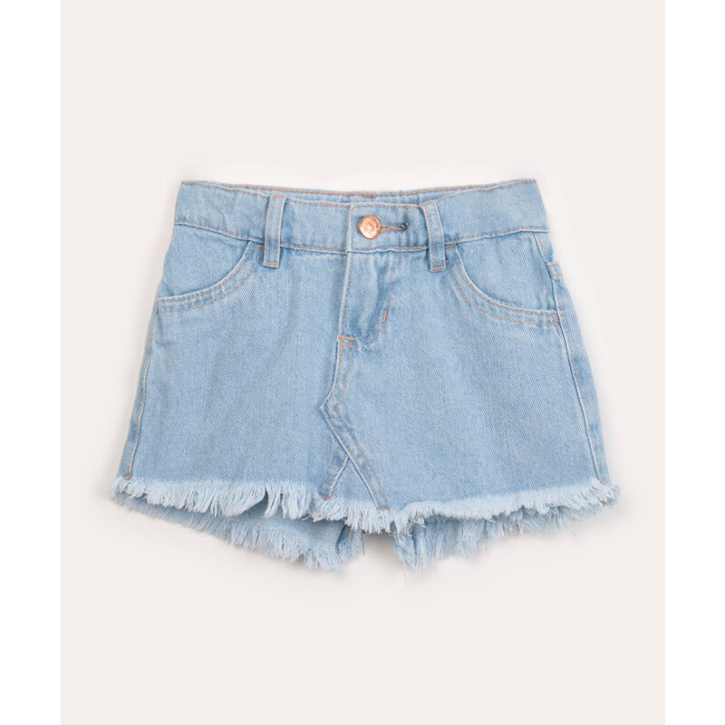 C&A short saia infantil jeans azul claro