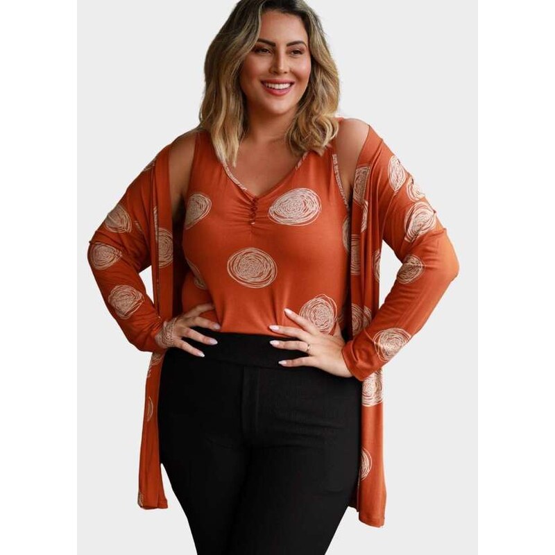 Conjunto De Calça E Blusa Preto Plus Size