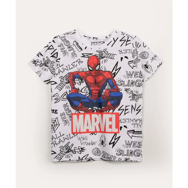 camiseta infantil manga curta homem aranha preta - C&A