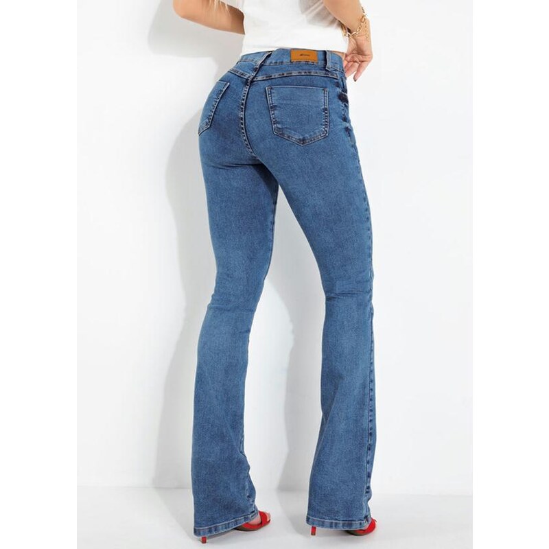 Calça jeans feminina sawary boot sale cut cintura alta