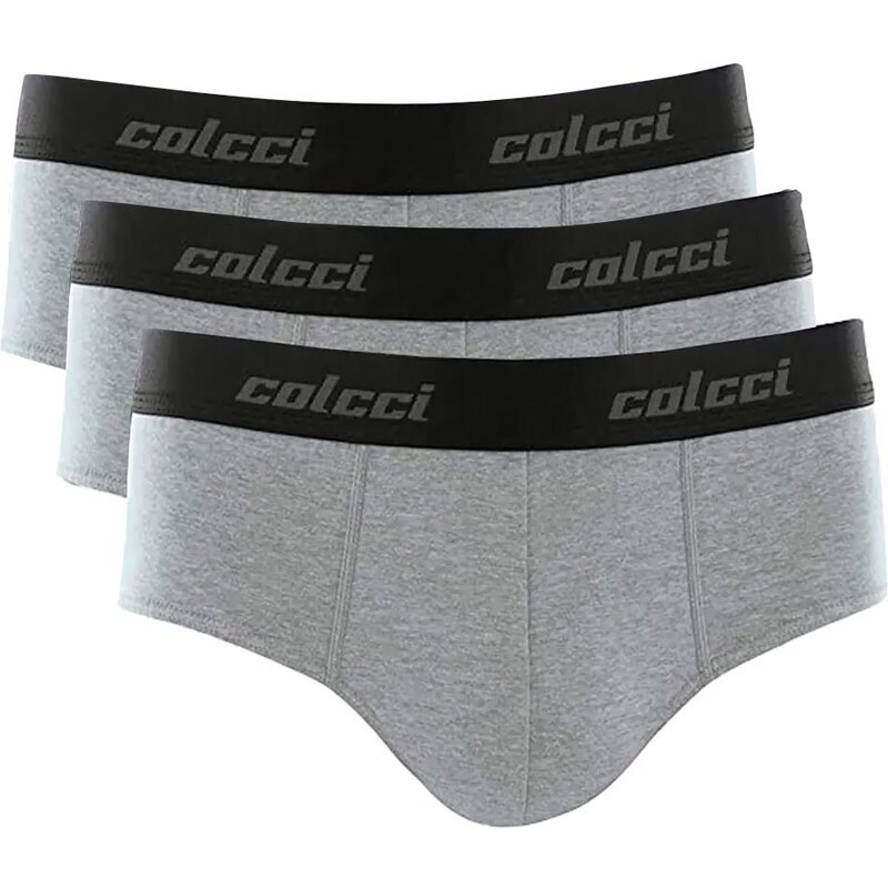Cuecas Colcci Slip Cotton Gray Logo Cinza Mescla Pack 3UN