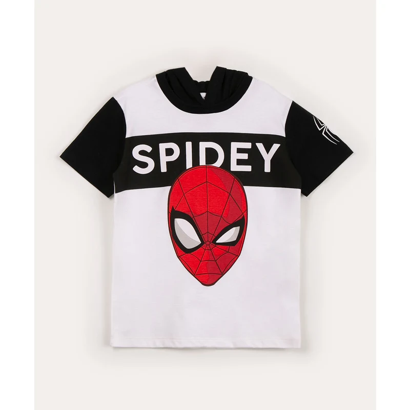 camiseta infantil manga curta homem aranha preta - C&A