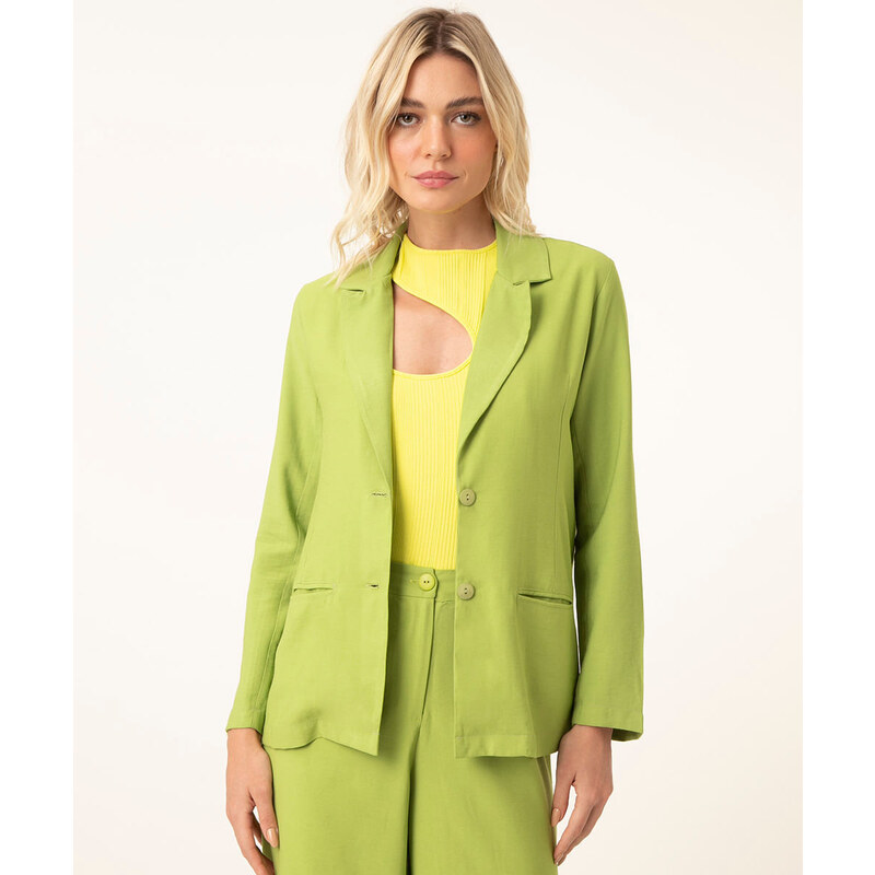 C&A blazer longo alfaiataria com bolsos verde médio