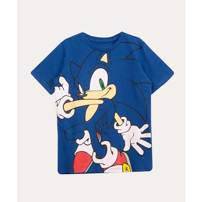 Camiseta Sonic Infantil Camisa Fantasia Manga Curta Estampas