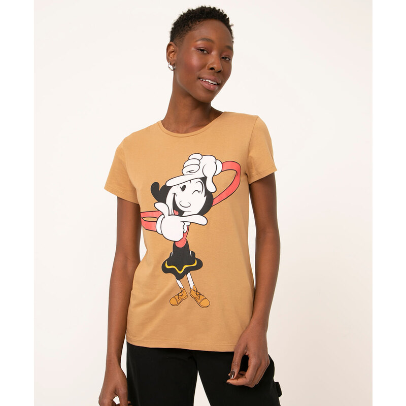 T-SHIRTS FEMININA ALGODÃO PRETO SILK MICKEY AND MINNIE - LOJA de T-SHIRTS