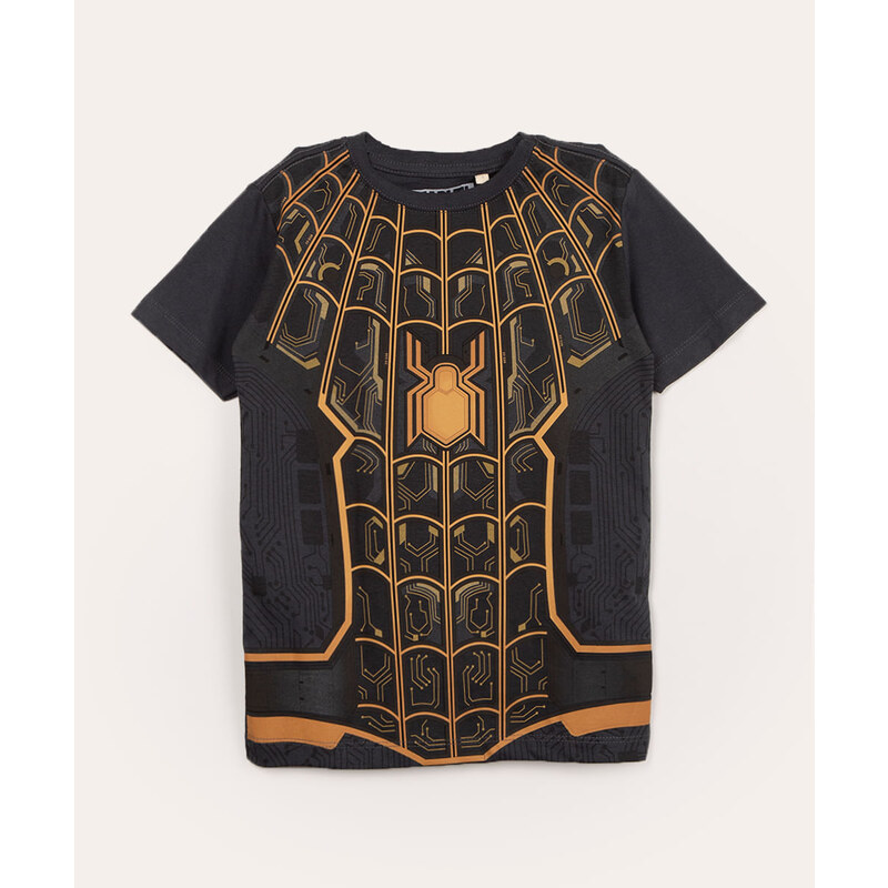 camiseta infantil manga curta homem aranha preta - C&A