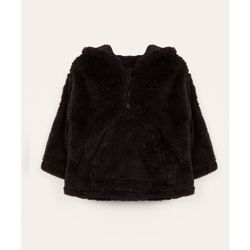 C&A casaco infantil de pelo com capuz preto