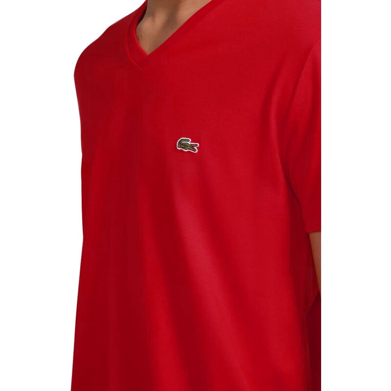 Camiseta Lacoste Masculina Sport Ultra-Dry V-Neck Vermelho Escarlate