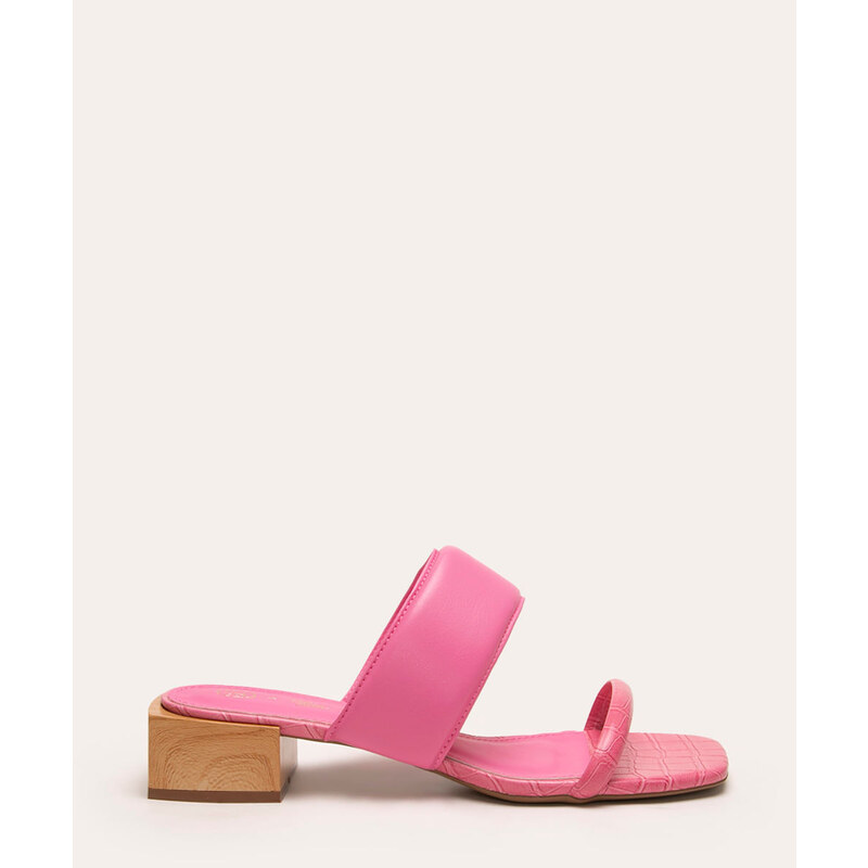 C&A sandália croco puffer salto baixo + via mia pink