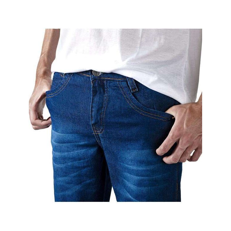 Sandro Moscoloni Calça Jeans Masculino Skinny Basica Confortavel Slim Azul Escuro Blue
