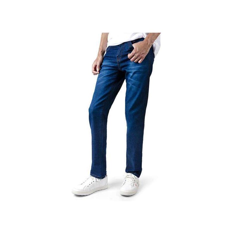 Sandro Moscoloni Calça Jeans Masculino Skinny Basica Confortavel Slim Azul Escuro Blue