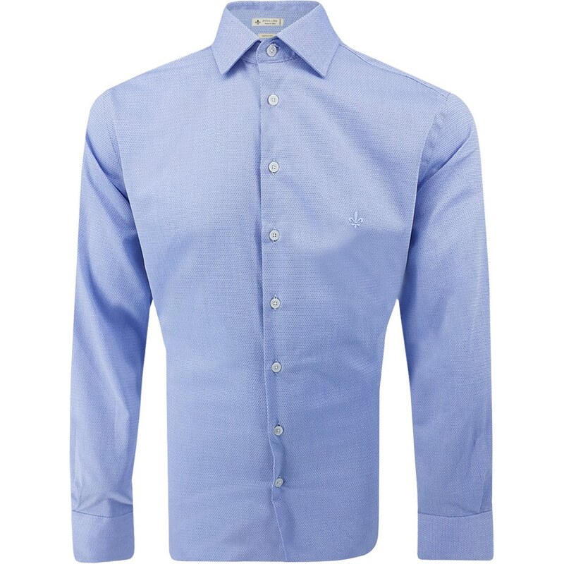 Camisa Dudalina Wrinkle Slim Masculina Azul Médio